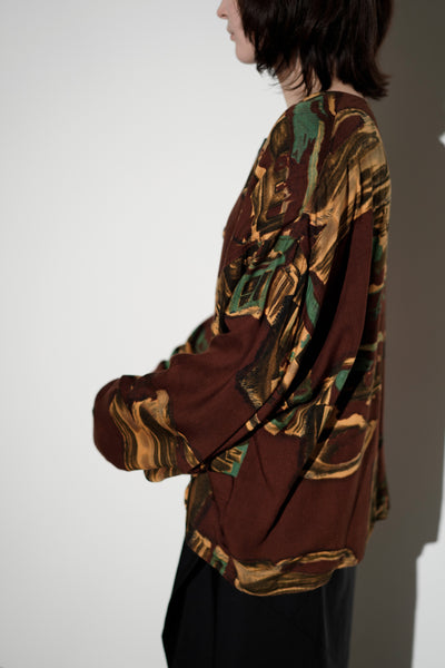 Abstract Art Print Button-Front Top