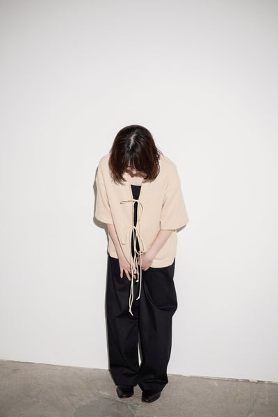 Waffle Knit Drawstring Top