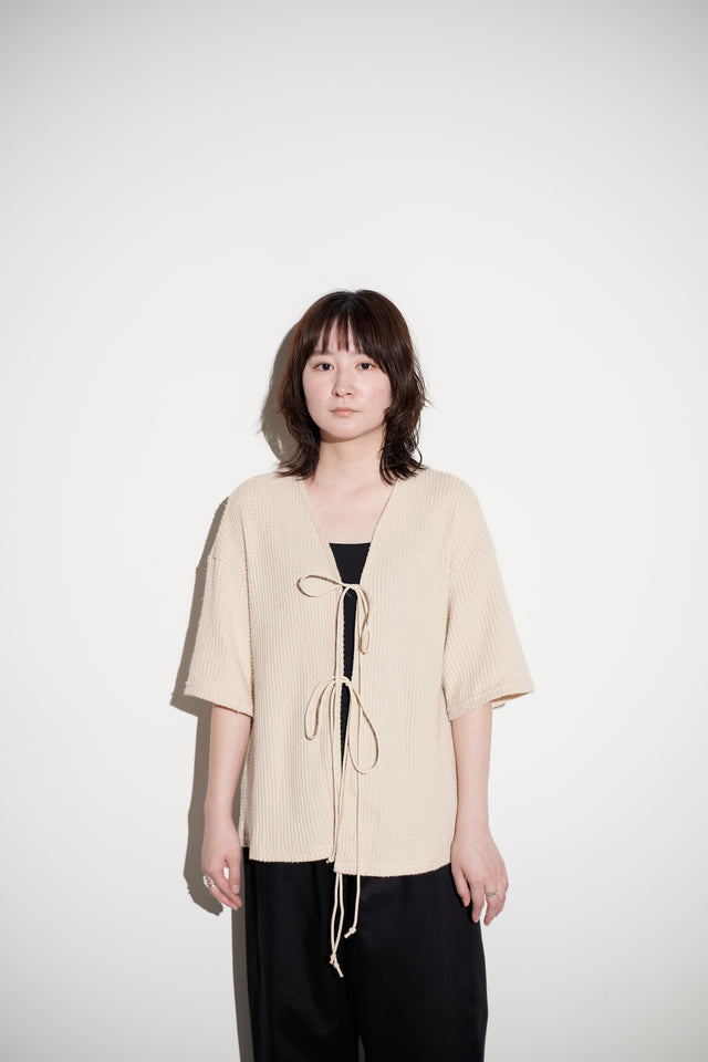 Waffle Knit Drawstring Top