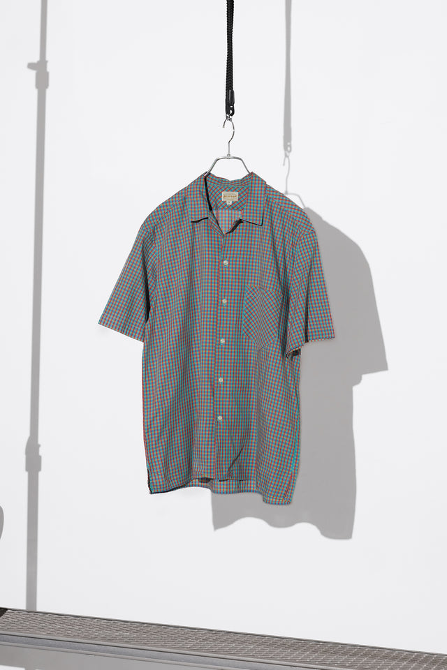 Micro Check Open Collar Shirt