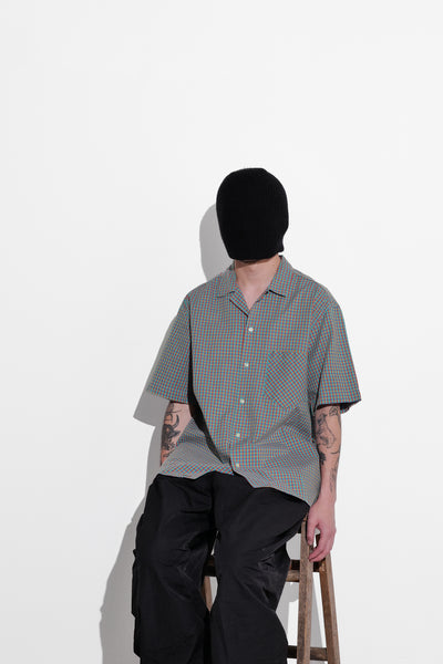 Micro Check Open Collar Shirt
