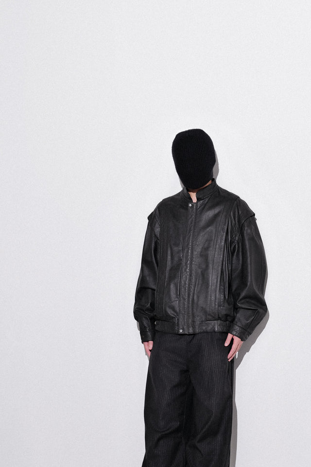 Architectural Panel Leather Blouson