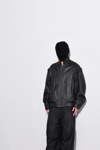 Architectural Panel Leather Blouson