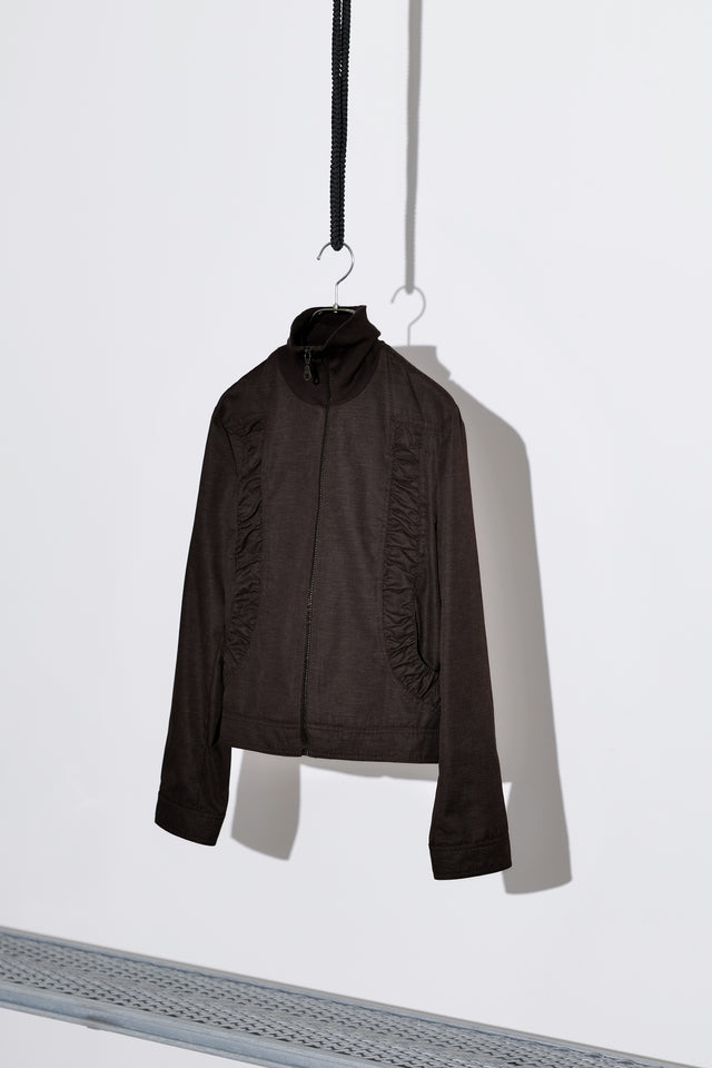 Gathered Panel Zip-Up Jacket