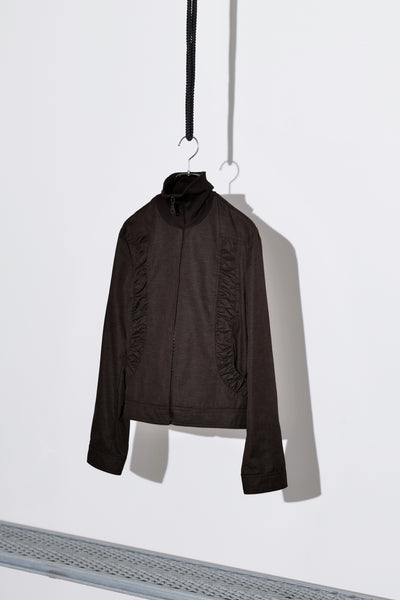 Gathered Panel Zip-Up Jacket